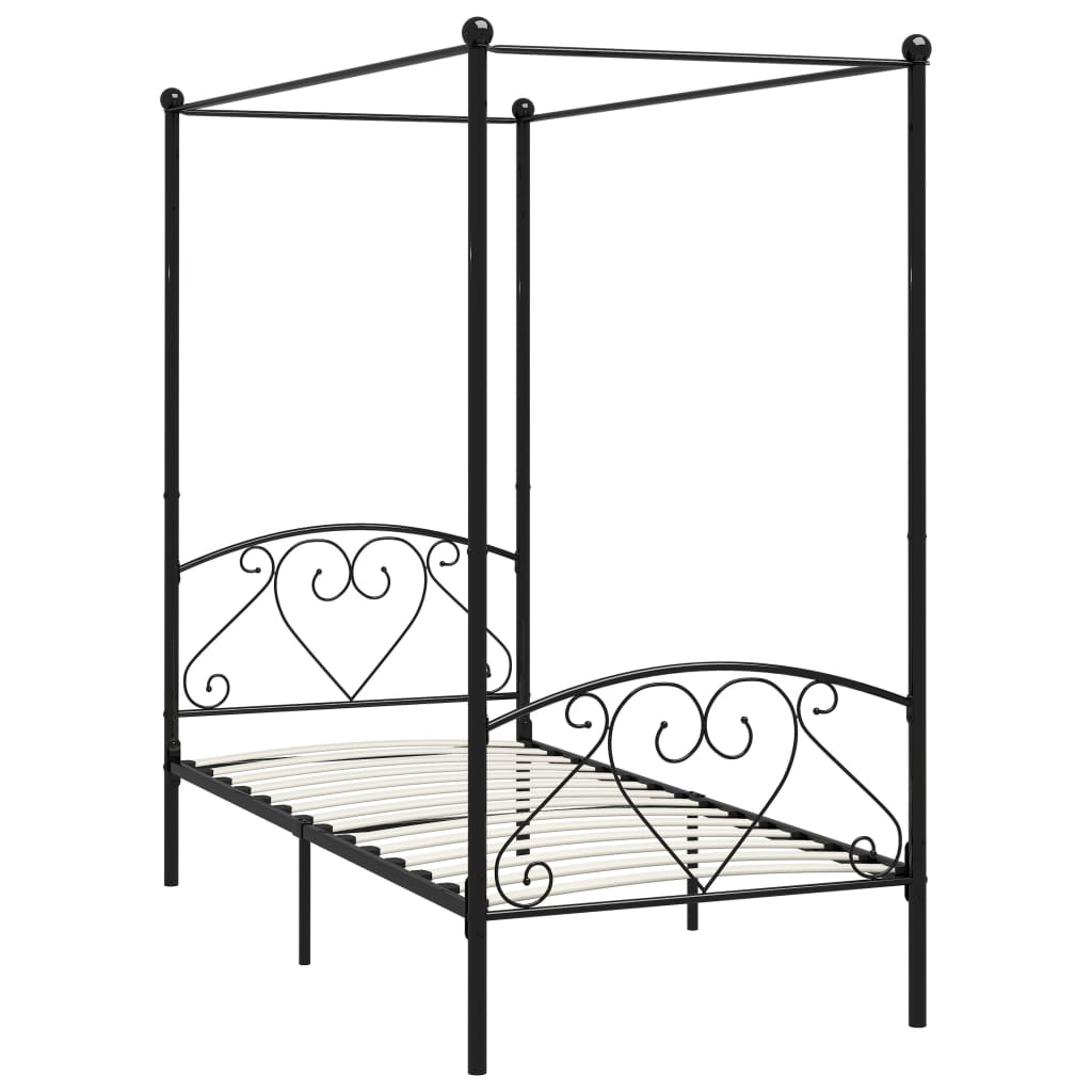 vidaXL Estructura cama con dosel sin colchón metal negro 100x200 cm