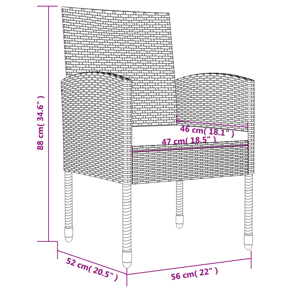 vidaXL Juego de comedor jardín 7 pzas ratán sintético acero gris negro