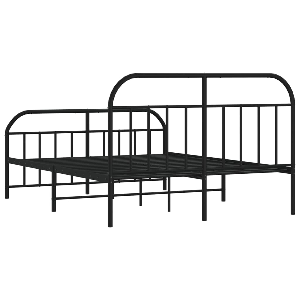 vidaXL Estructura cama sin colchón con estribo metal negro 135x190 cm