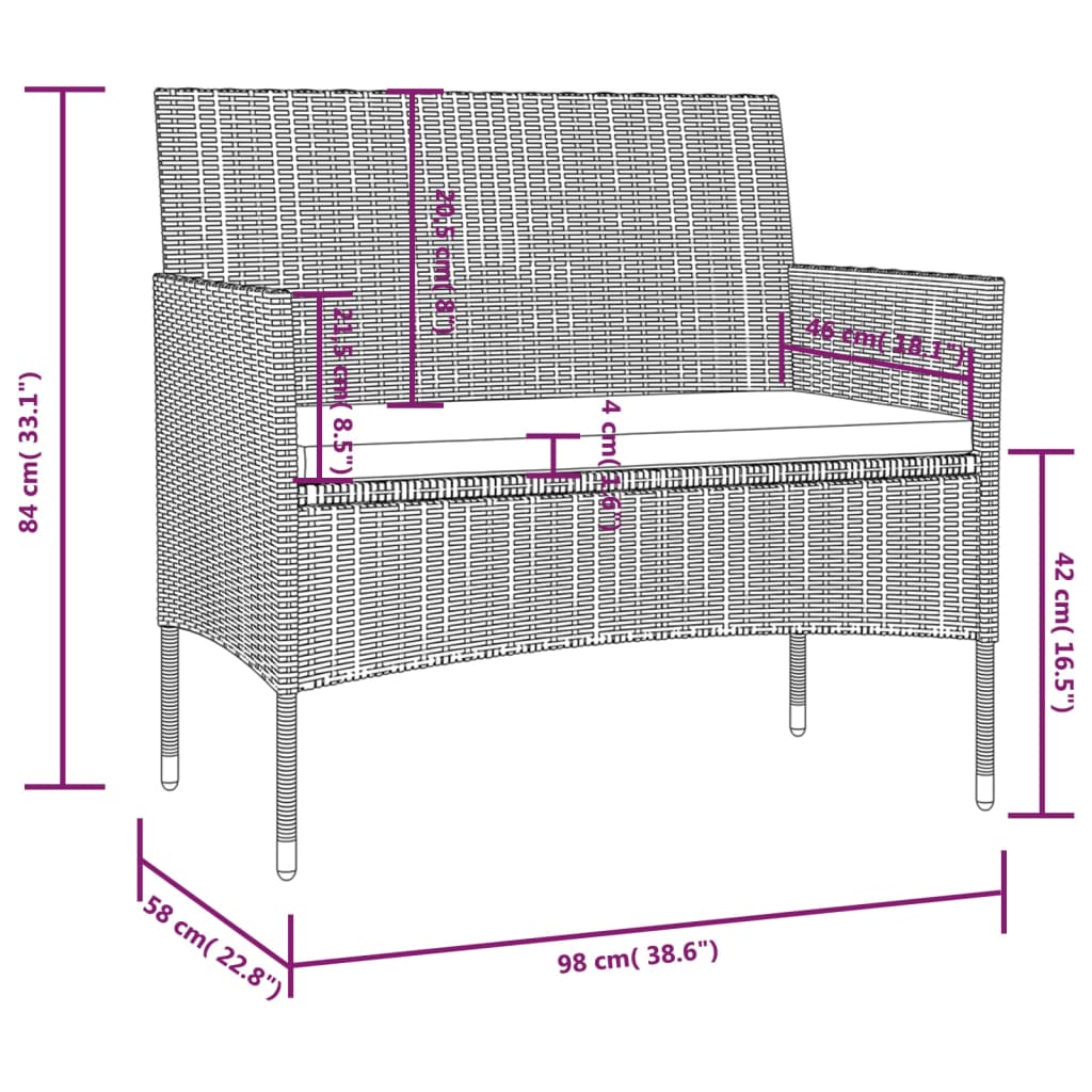 vidaXL Set de muebles de jardín 16 pzas y cojines ratán sintético gris