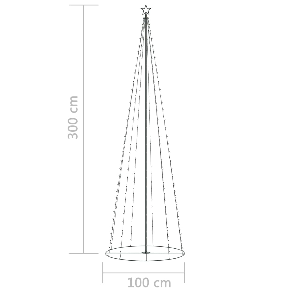 vidaXL Árbol de Navidad forma de cono 330 LEDs de colores 100x300 cm