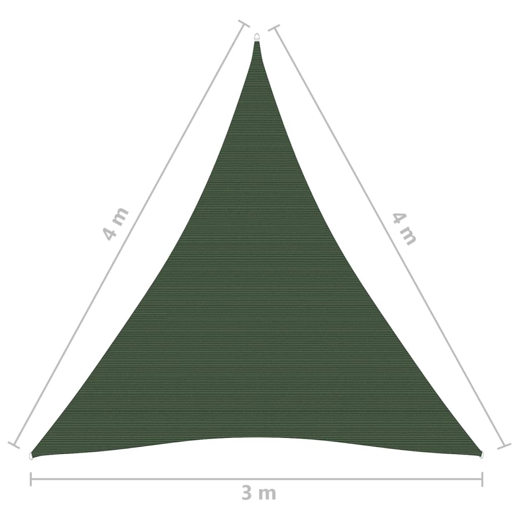vidaXL Toldo de vela verde oscuro HDPE 160 g/m² 3x4x5 m