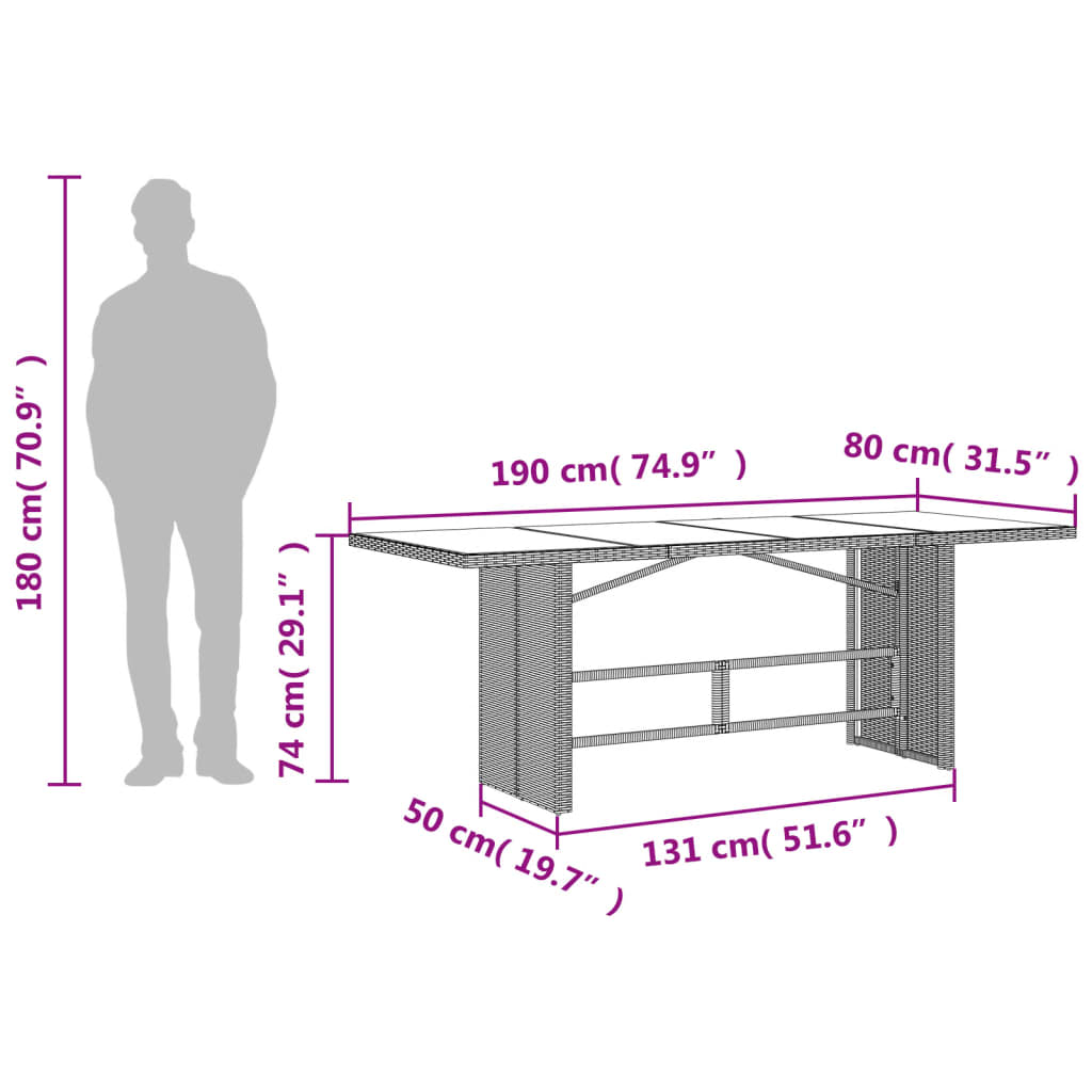 vidaXL Set comedor jardín 7 pzas y cojines ratán sintético gris