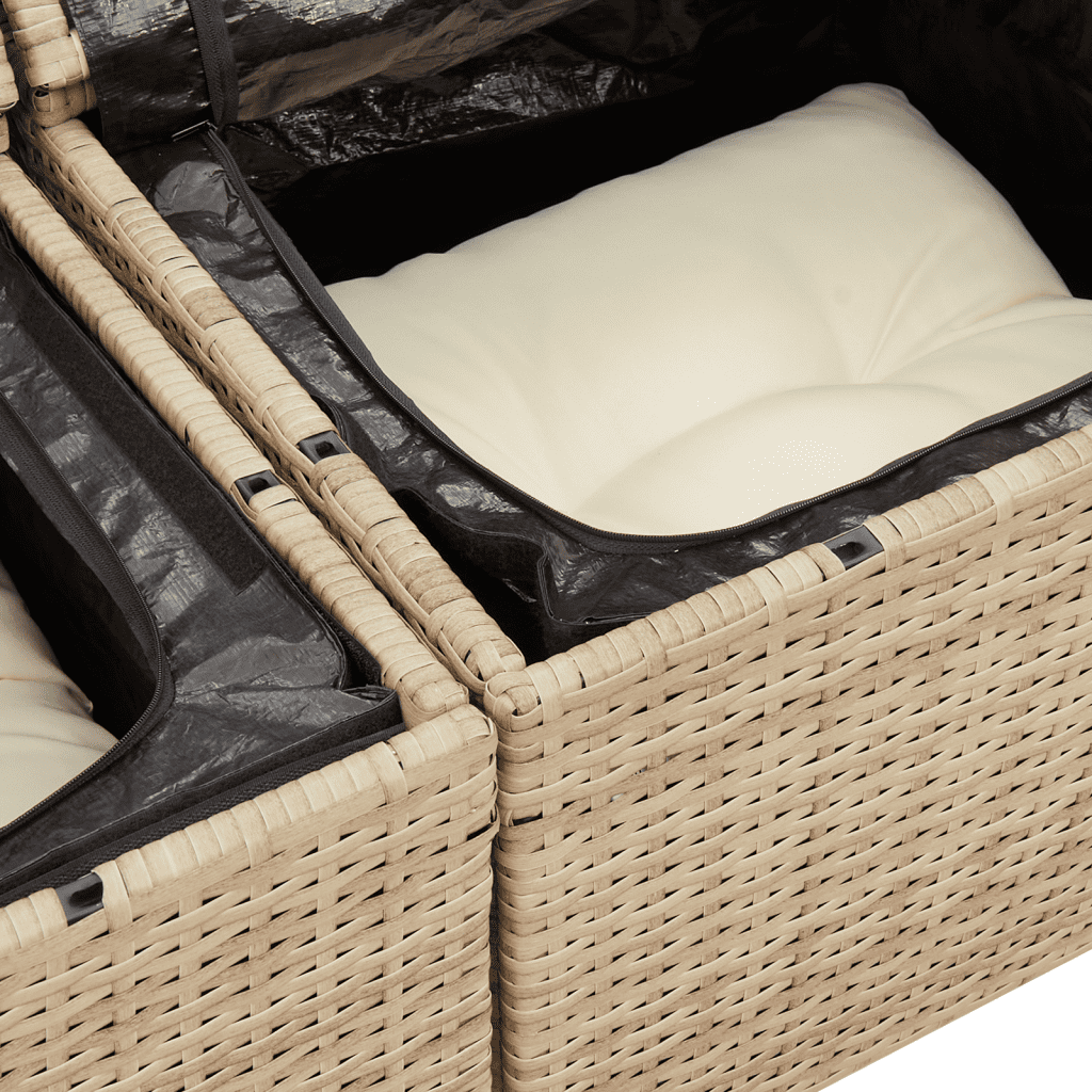 vidaXL Set de sofás de jardín 9 pzas con cojines ratán sintético beige