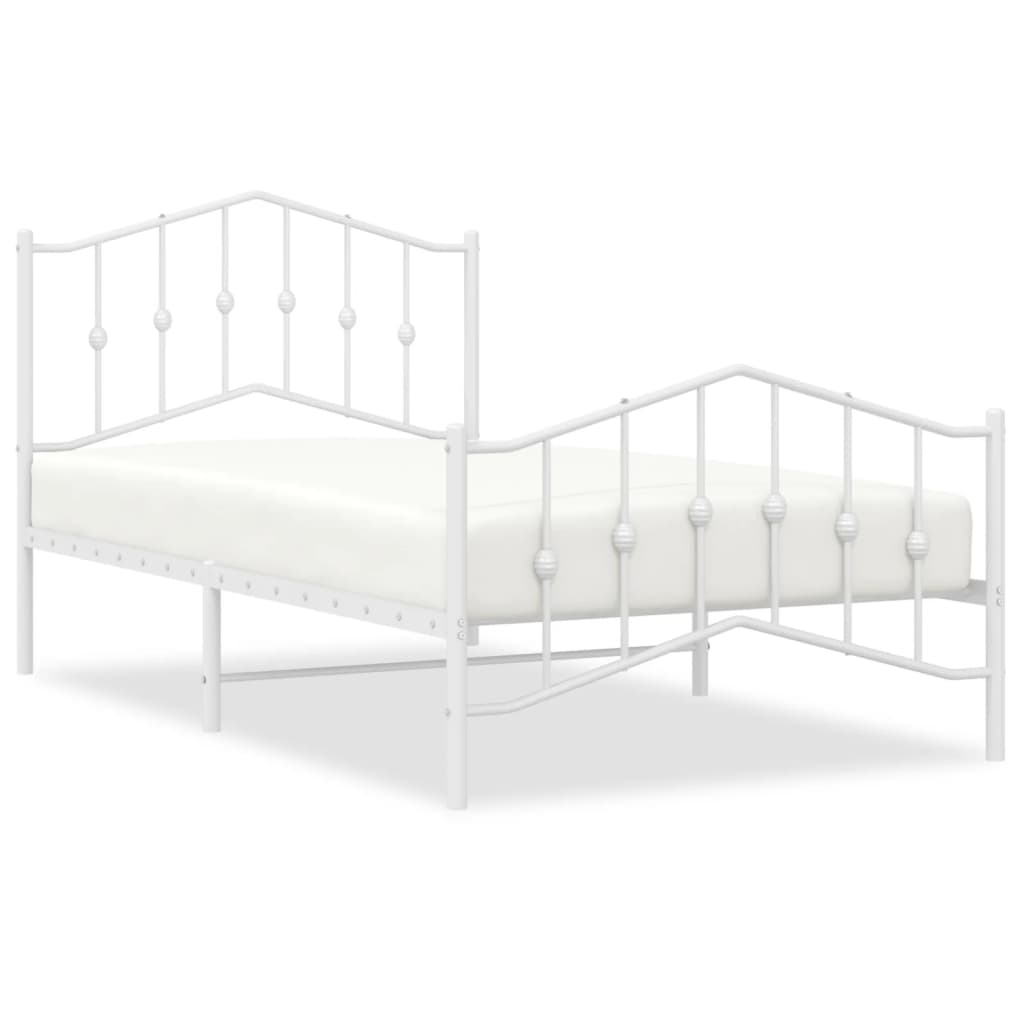 vidaXL Estructura cama sin colchón con estribo metal blanco 100x190 cm