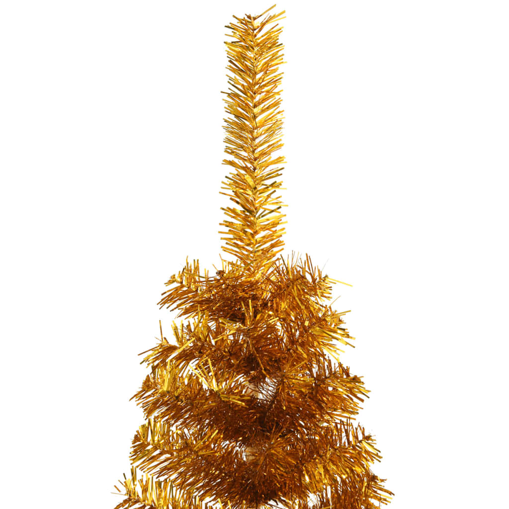 vidaXL Medio árbol de Navidad artificial con soporte PET dorado 120 cm