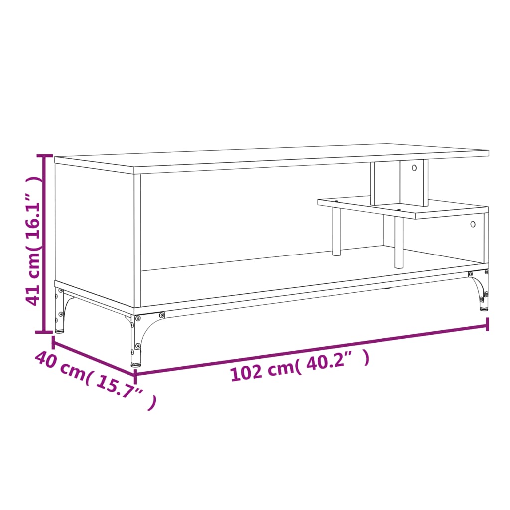 vidaXL Mueble de TV madera de ingeniería y acero negro 102x40x41 cm