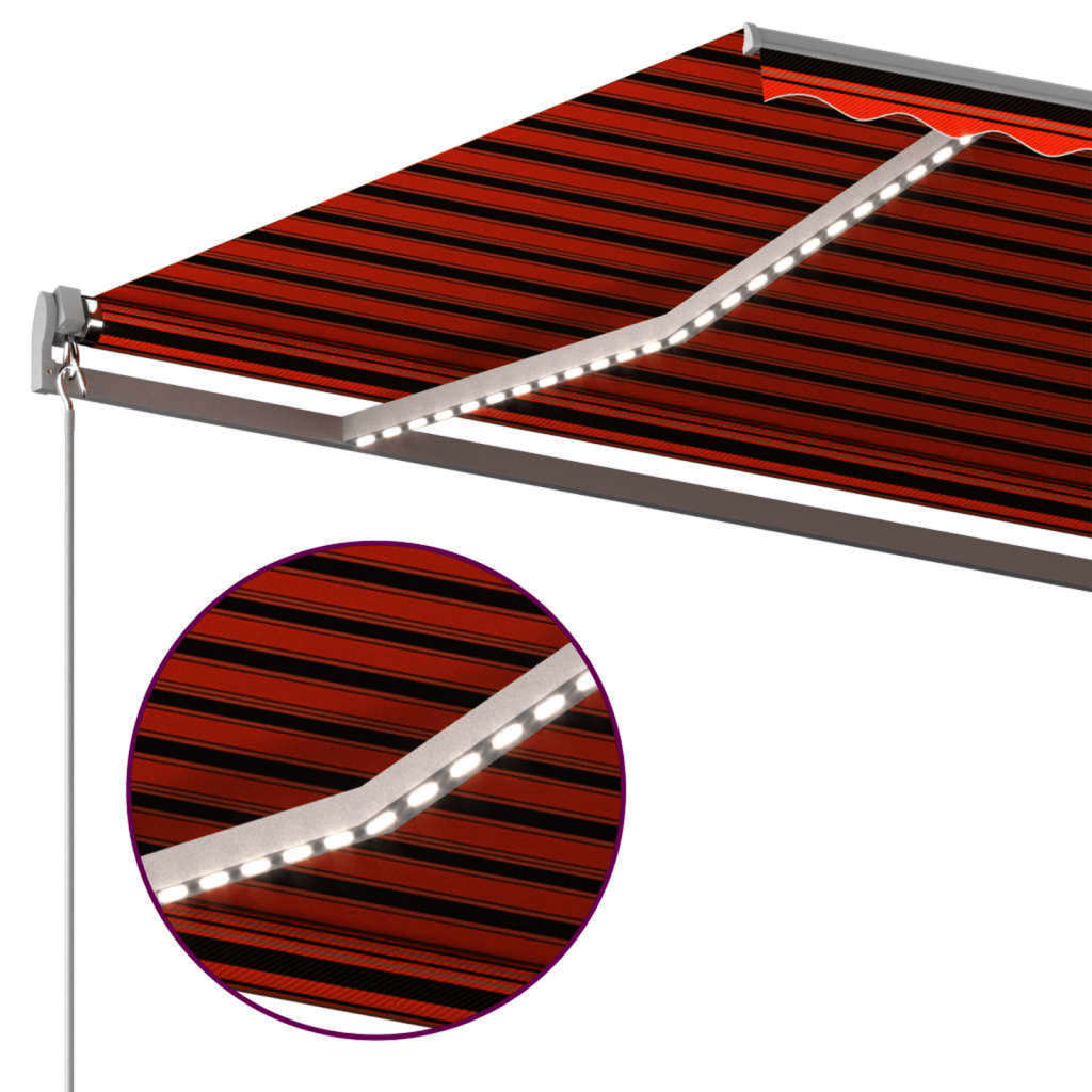 vidaXL Toldo automático LED sensor de viento naranja marrón 500x300 cm