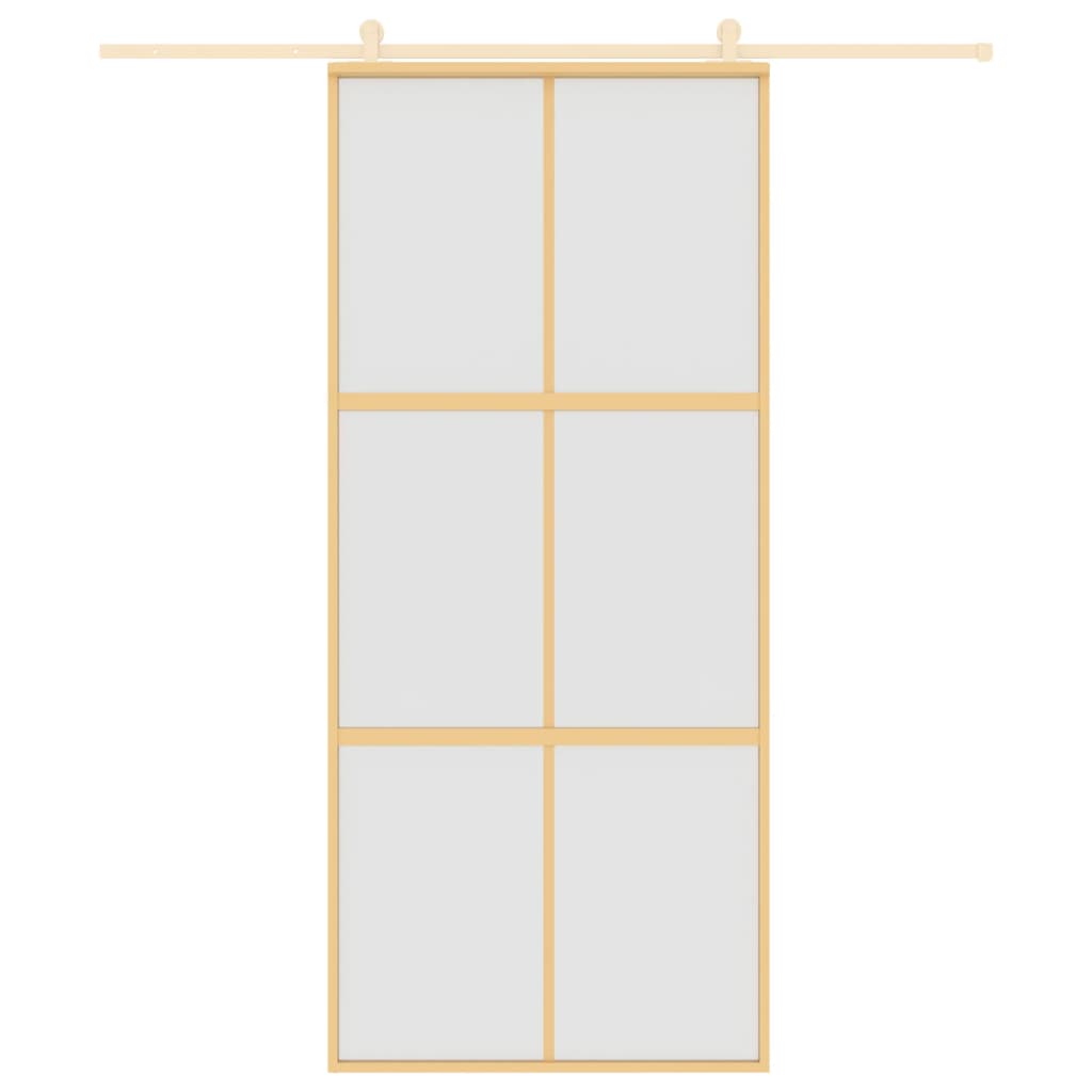 vidaXL Puerta corredera dorada vidrio ESG esmerilado aluminio 90x205cm