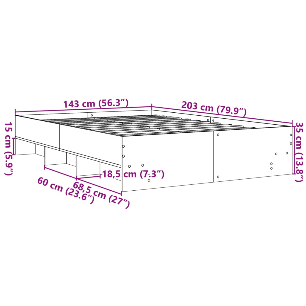 vidaXL Estructura de cama sin colchón madera marrón roble 140x200 cm