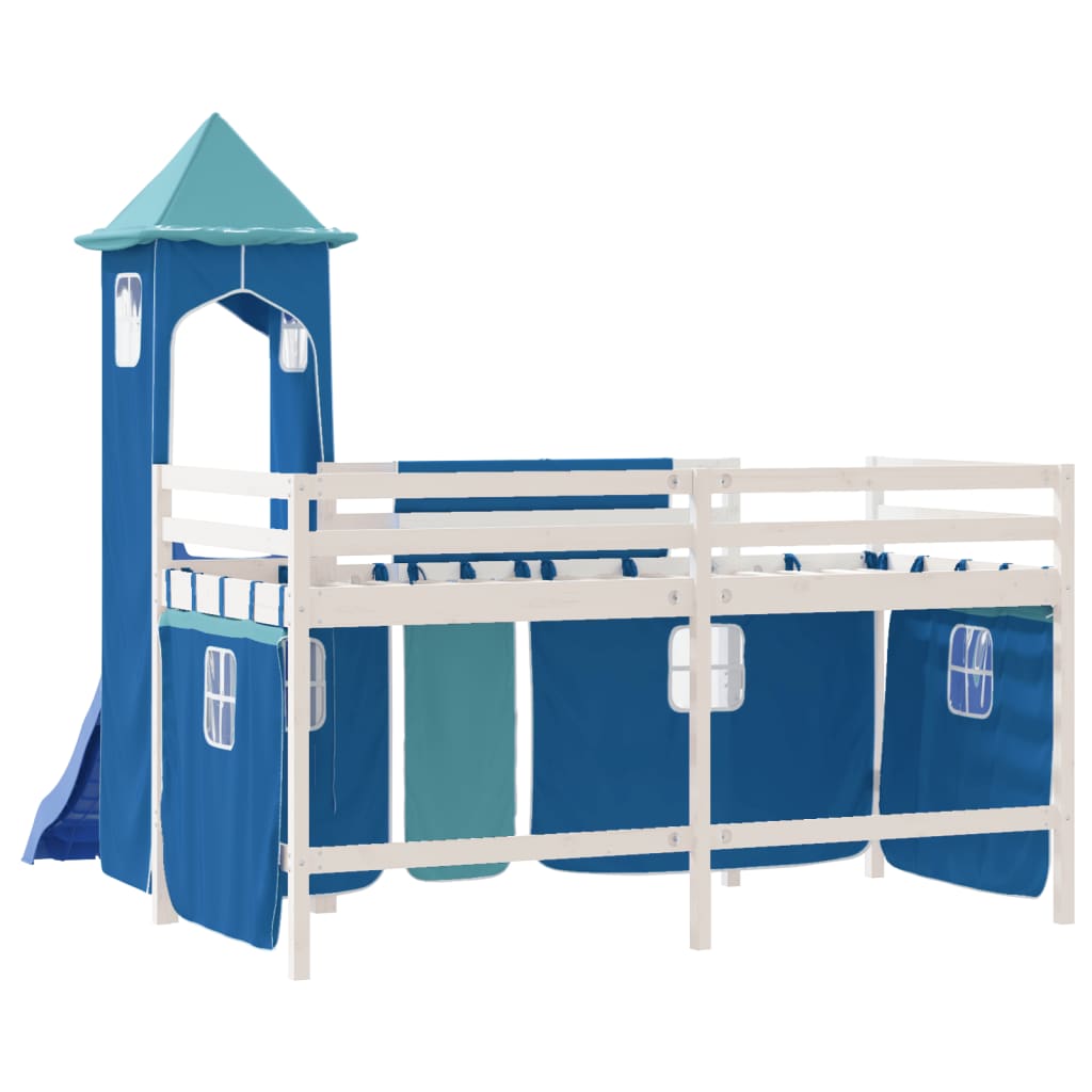 vidaXL Cama alta para niños con torre madera pino azul 80x200 cm