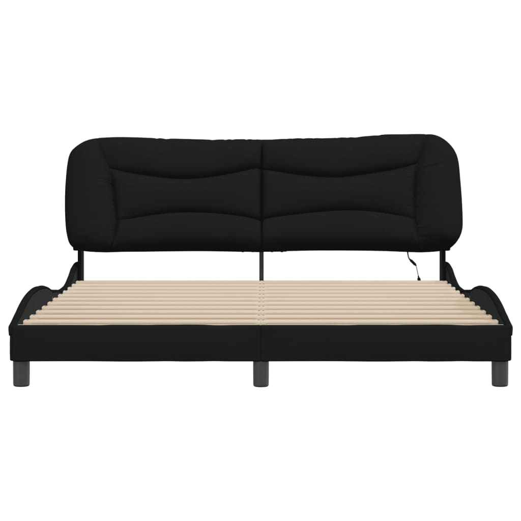 vidaXL Estructura de cama con luces LED tela negro 180x200 cm