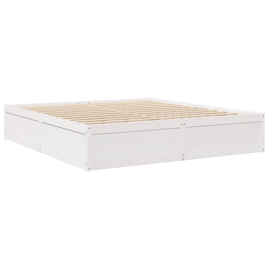 vidaXL Cama con colchón madera maciza de pino blanca 180x200 cm