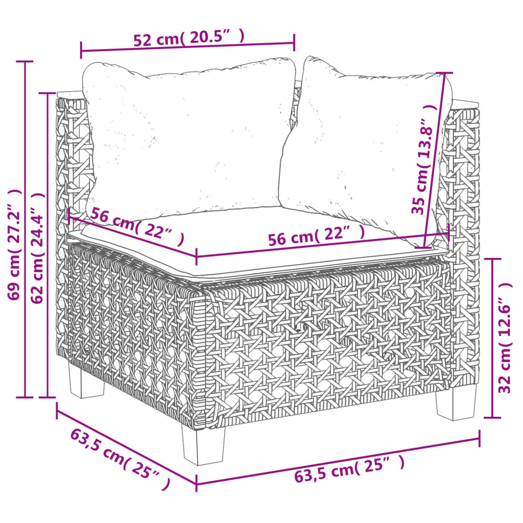 vidaXL Set de sofás de jardín 7 pzas con cojines ratán sintético negro