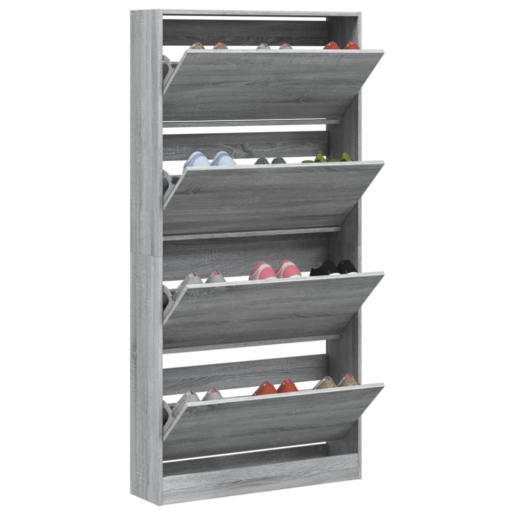 vidaXL Mueble zapatero 4 cajones abatibles gris Sonoma 80x21x163,5 cm