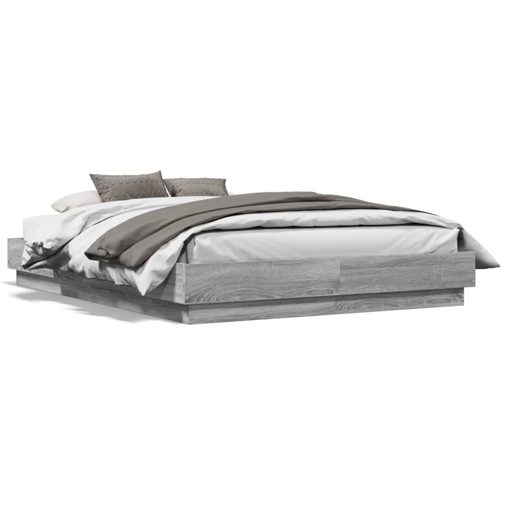 vidaXL Estructura de cama con luces LED gris Sonoma 120x190 cm