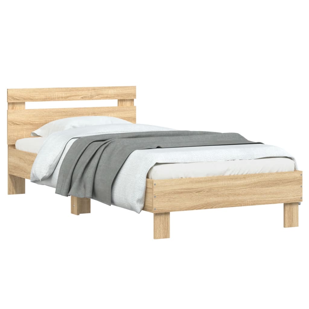 vidaXL Estructura cama con cabecero sin colchón roble Sonoma 90x190 cm