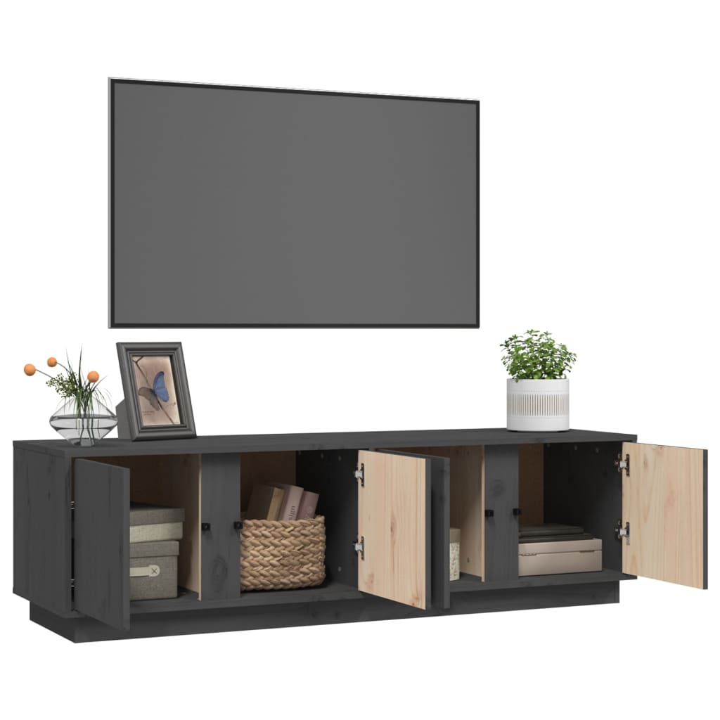 vidaXL Mueble de TV madera maciza de pino gris 140x40x40 cm