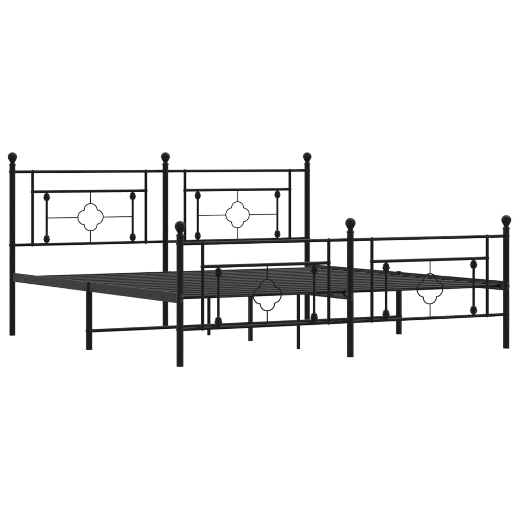 vidaXL Estructura cama sin colchón con estribo metal negro 180x200 cm