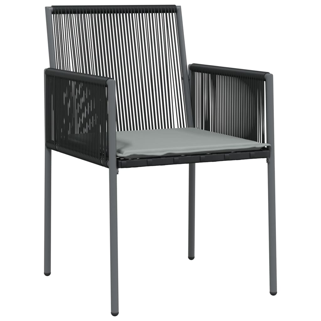 vidaXL Set comedor jardín 7 pzas y cojines acero ratán sintético negro