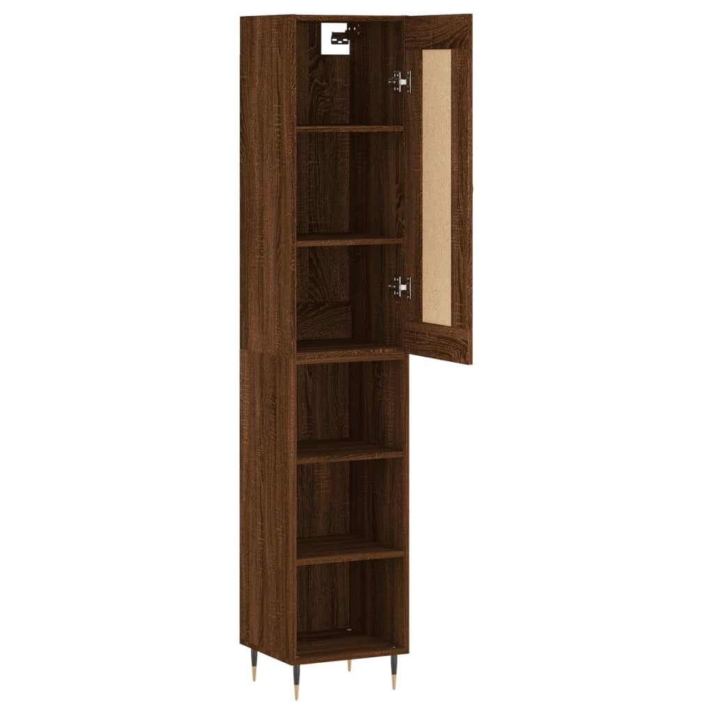 vidaXL Aparador alto madera contrachapada roble marrón 34,5x34x180 cm