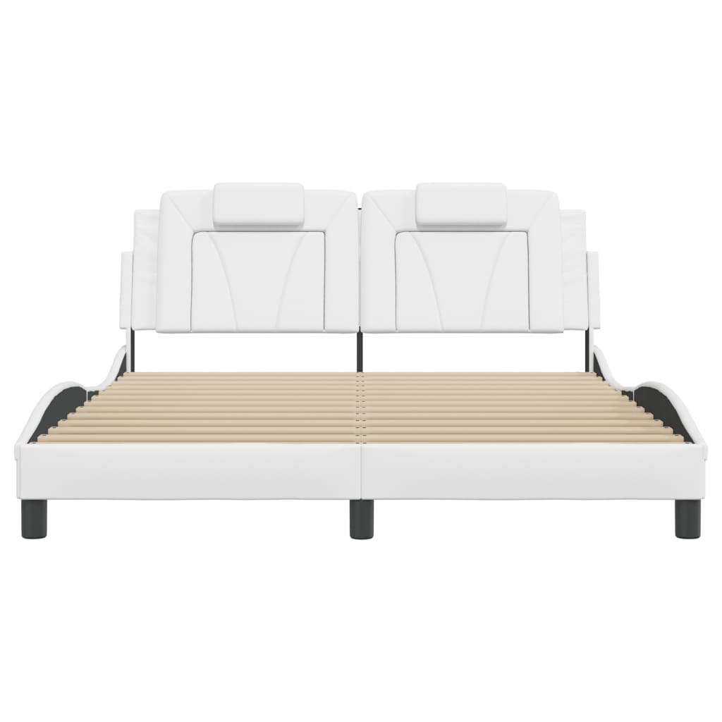 vidaXL Estructura de cama sin colchón cuero sintético blanco 160x200cm