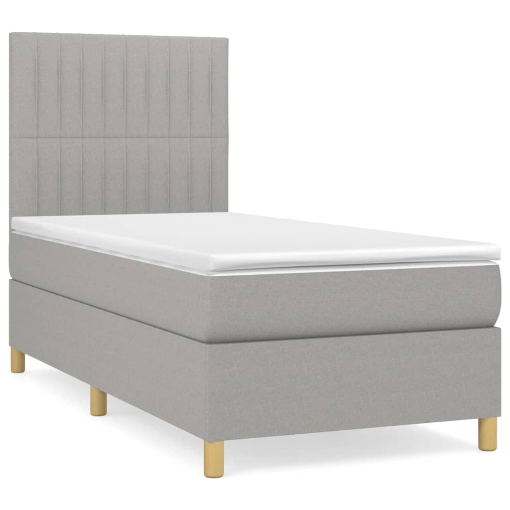 vidaXL Cama box spring con colchón tela gris claro 90x200 cm