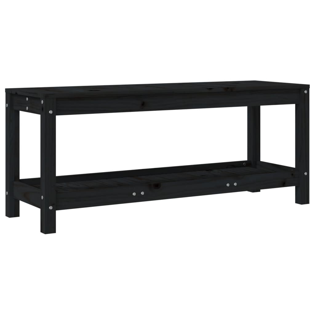 vidaXL Banco de jardín de madera maciza de pino negro 108x35x45 cm