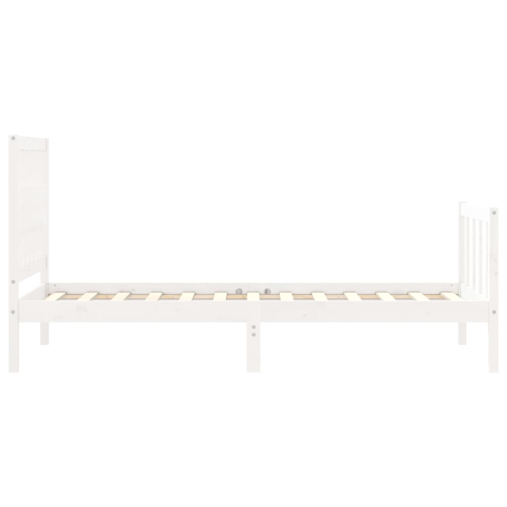 vidaXL Estructura de cama con cabecero madera maciza blanco