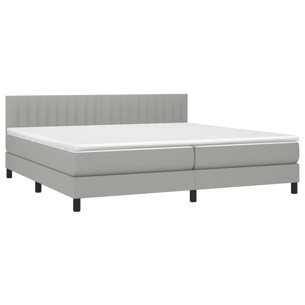 vidaXL Cama box spring con colchón tela gris claro 200x200 cm