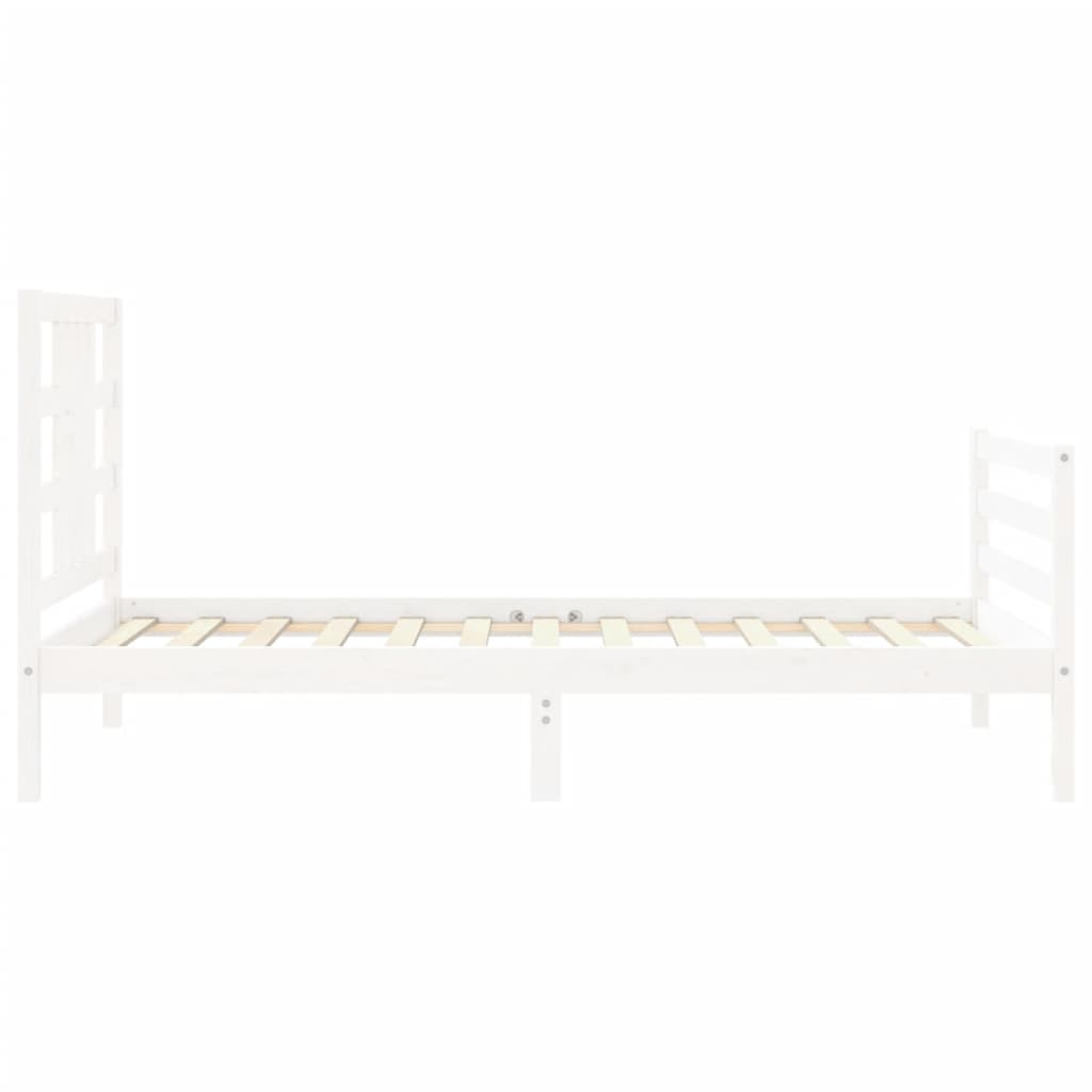 vidaXL Estructura de cama con cabecero madera maciza blanco 90x200 cm