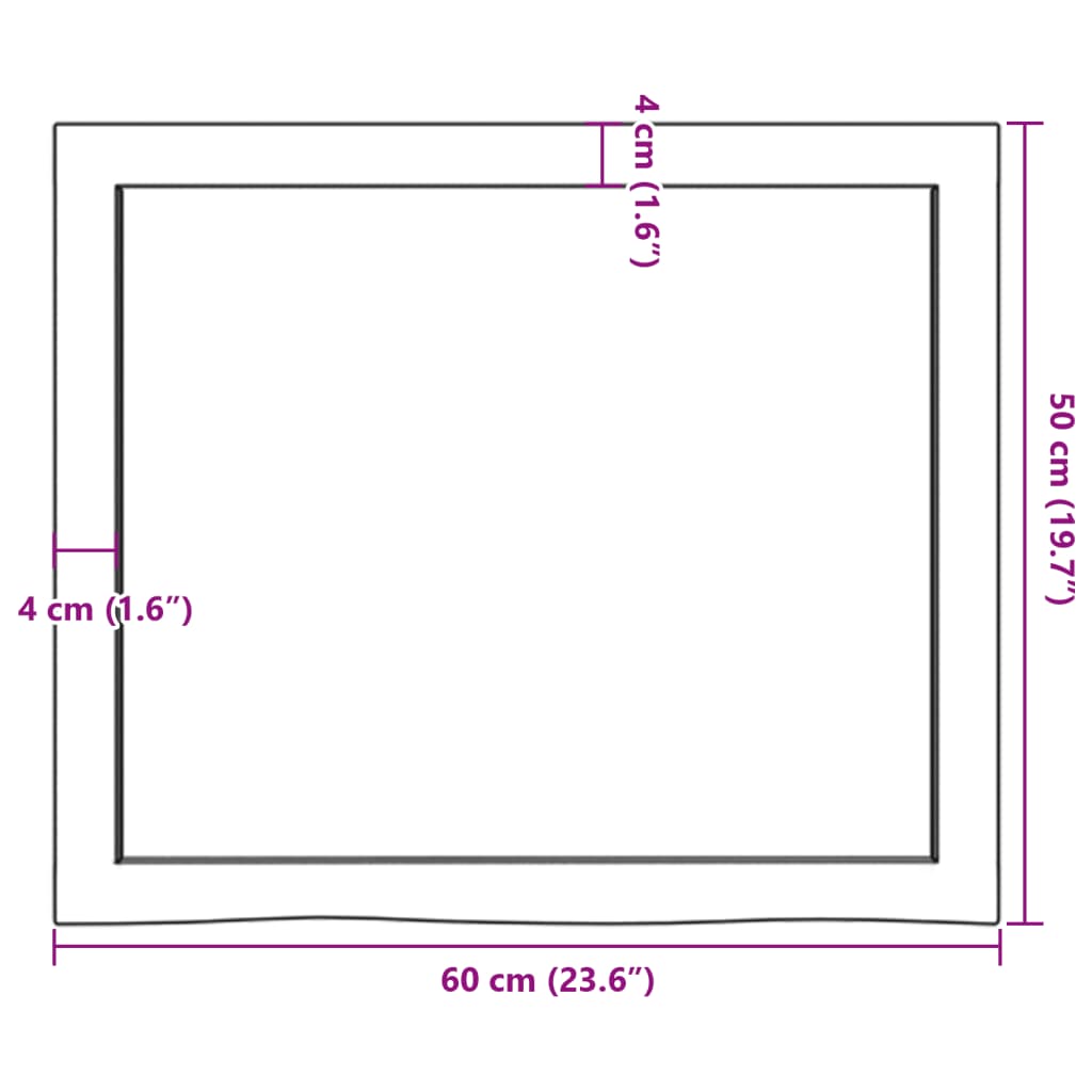 vidaXL Tablero mesa madera roble tratada marrón claro 60x50x(2-6) cm