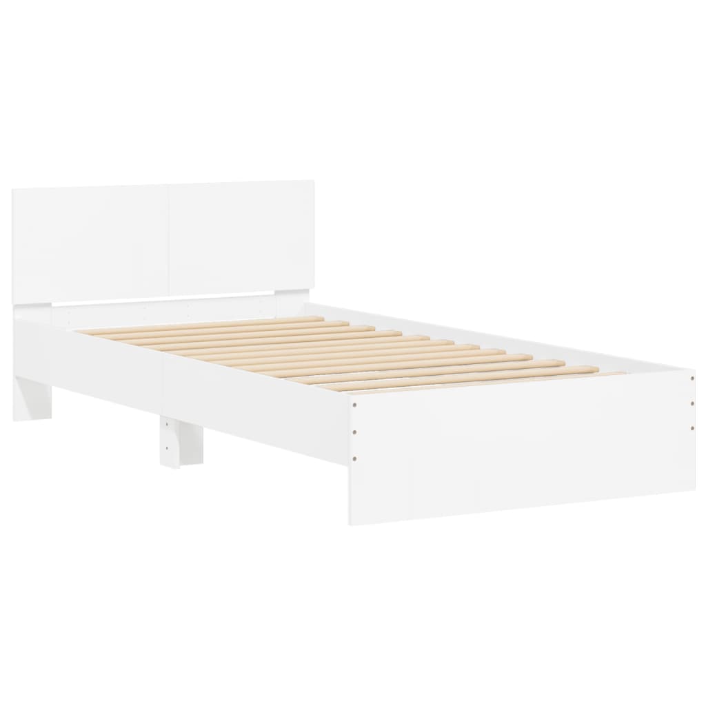 vidaXL Estructura de cama con cabecero y luces LED blanco 100x200 cm
