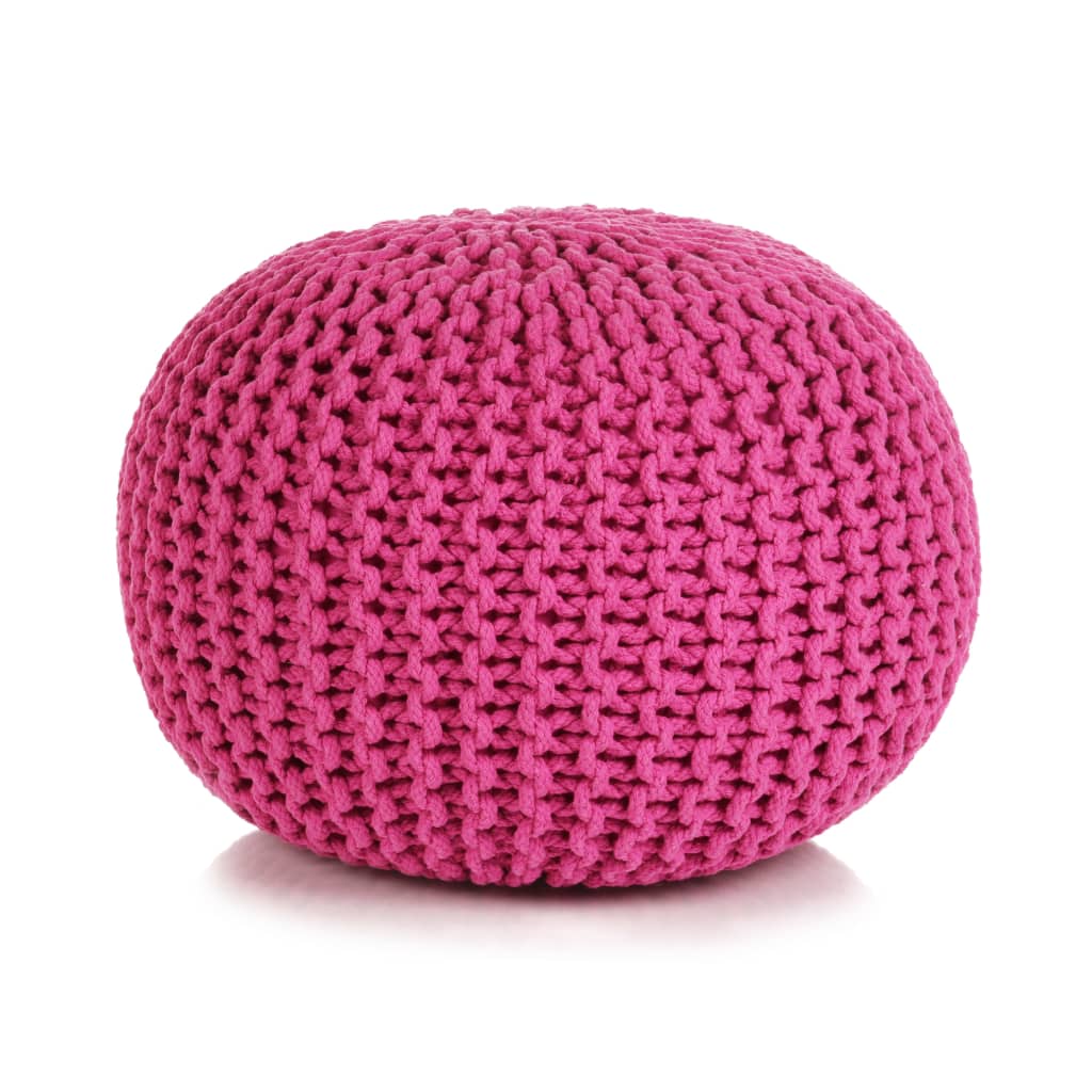 vidaXL Puf tejido a mano 50x35 cm algodón rosa