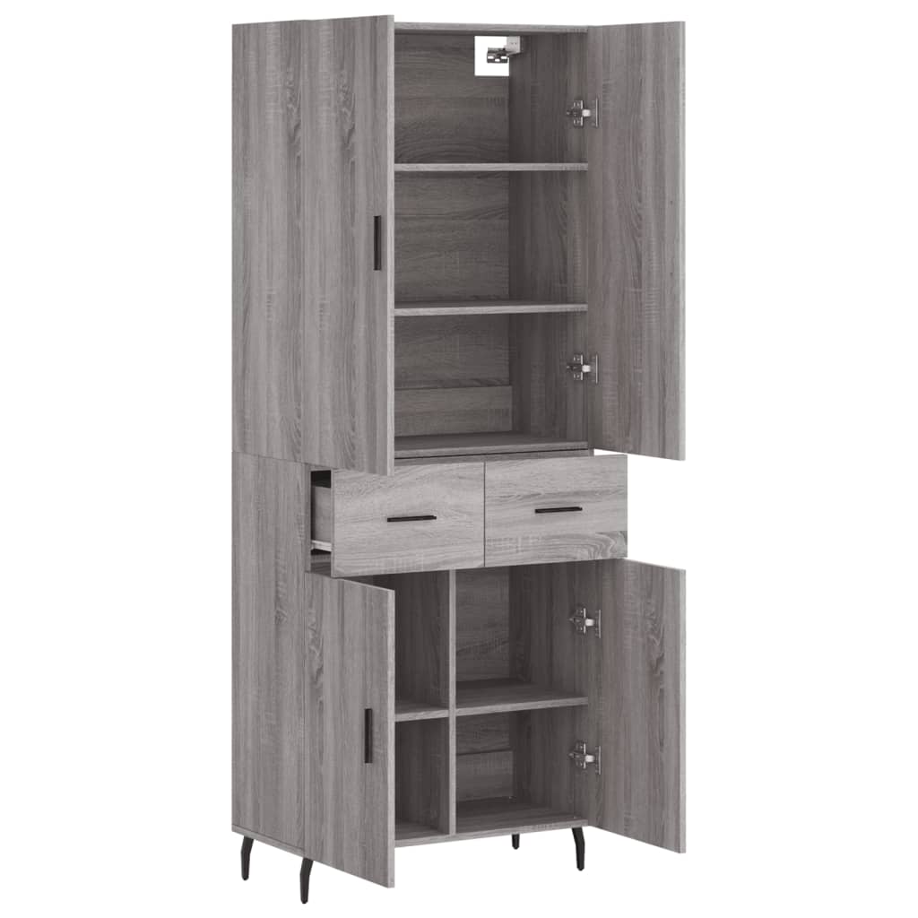 vidaXL Aparador alto madera contrachapada gris sonoma 69,5x34x180 cm