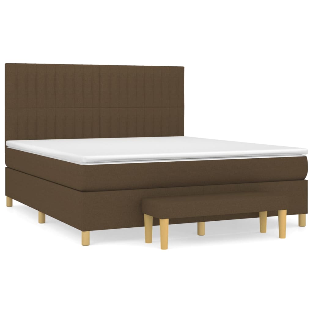 vidaXL Cama box spring con colchón tela marrón oscuro 160x200 cm