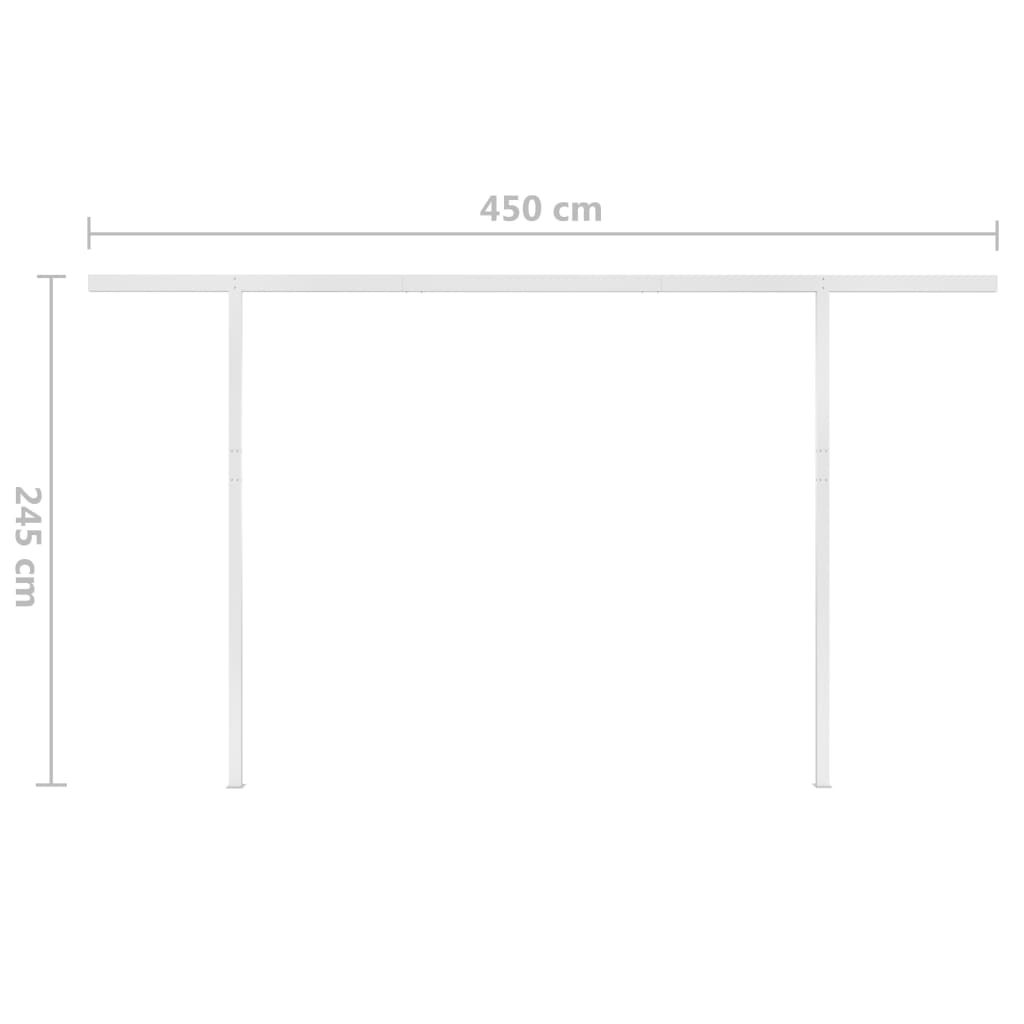 vidaXL Toldo retráctil manual con luz LED crema 5x3 m