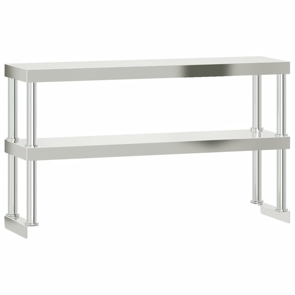 vidaXL Mesa de trabajo para cocina con estante acero inox 110x55x150cm