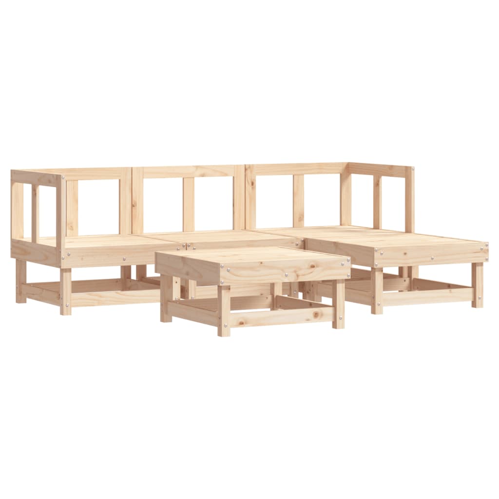 vidaXL Juego de muebles de jardín 5 piezas y cojines madera maciza