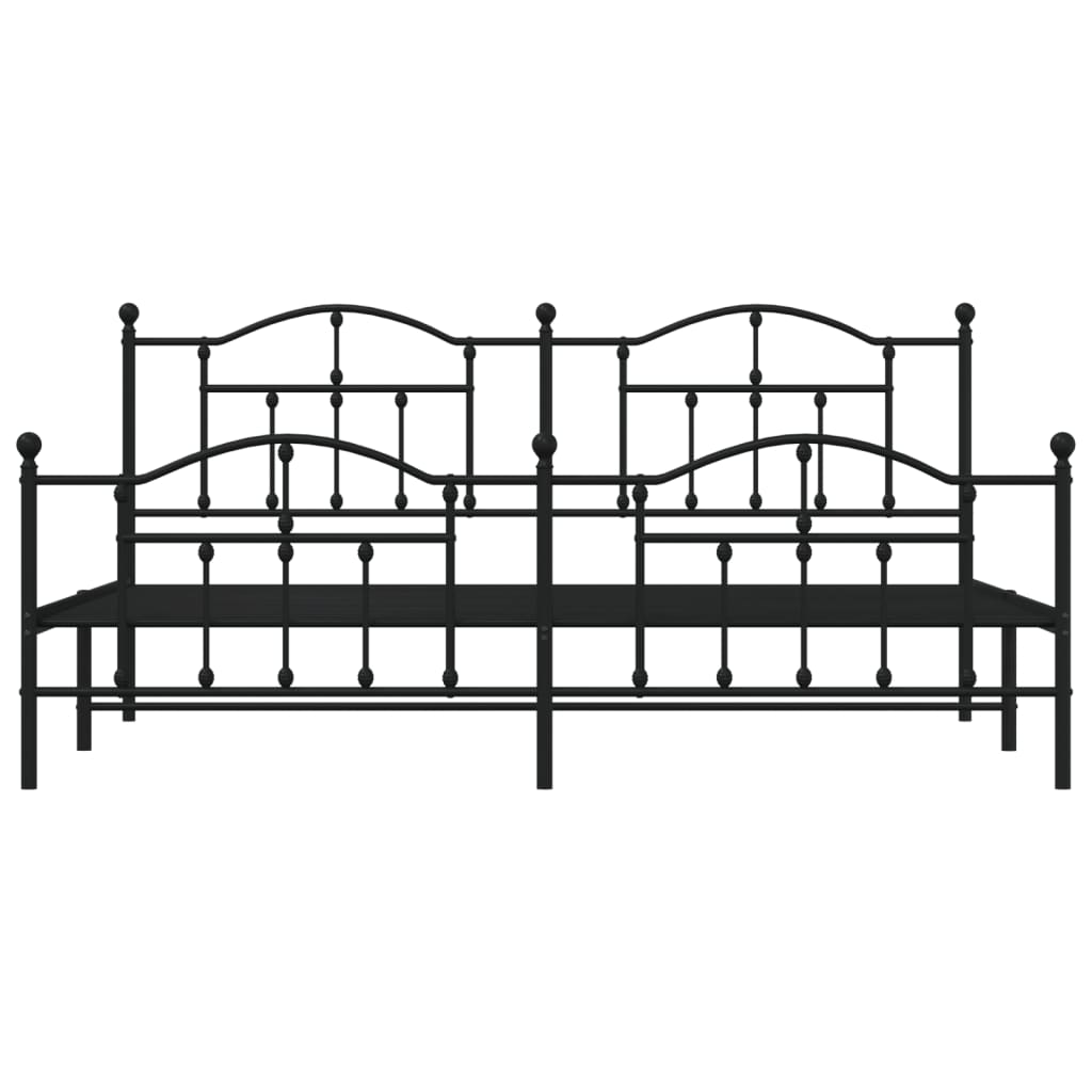 vidaXL Estructura de cama cabecero y estribo metal negro 200x200 cm