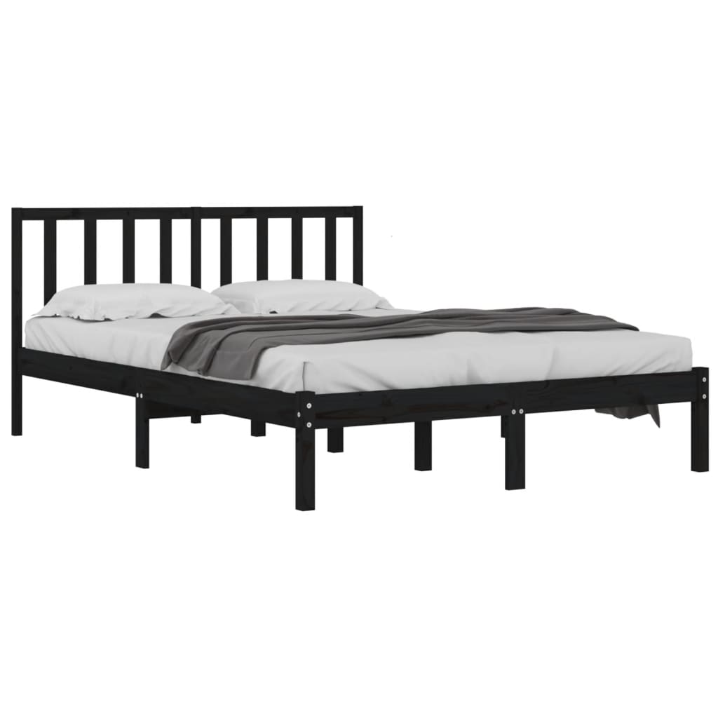 vidaXL Estructura de cama madera maciza Super King negra 180x200 cm