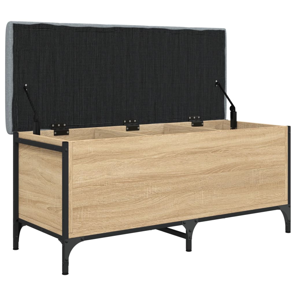 vidaXL Banco con almacenaje madera ingeniería roble Sonoma 102x42x45cm