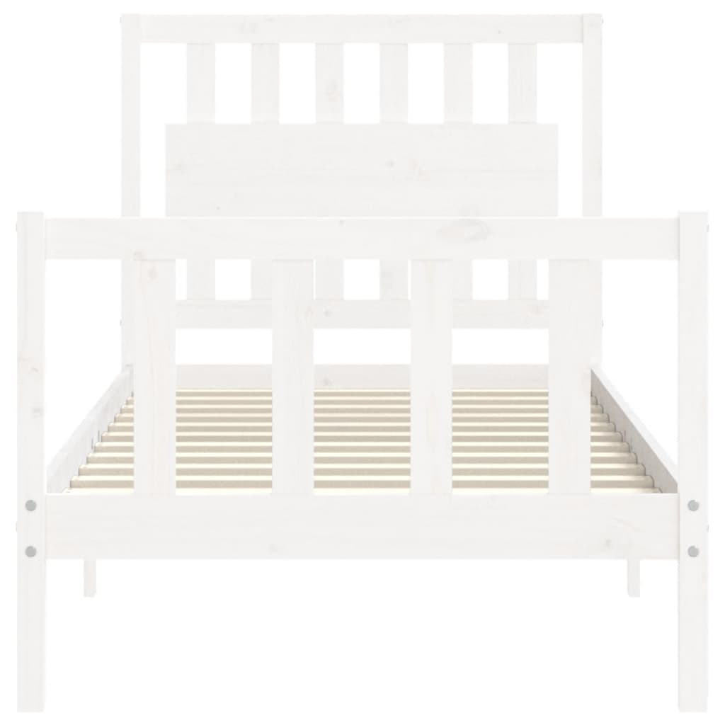 vidaXL Estructura de cama con cabecero madera maciza blanco