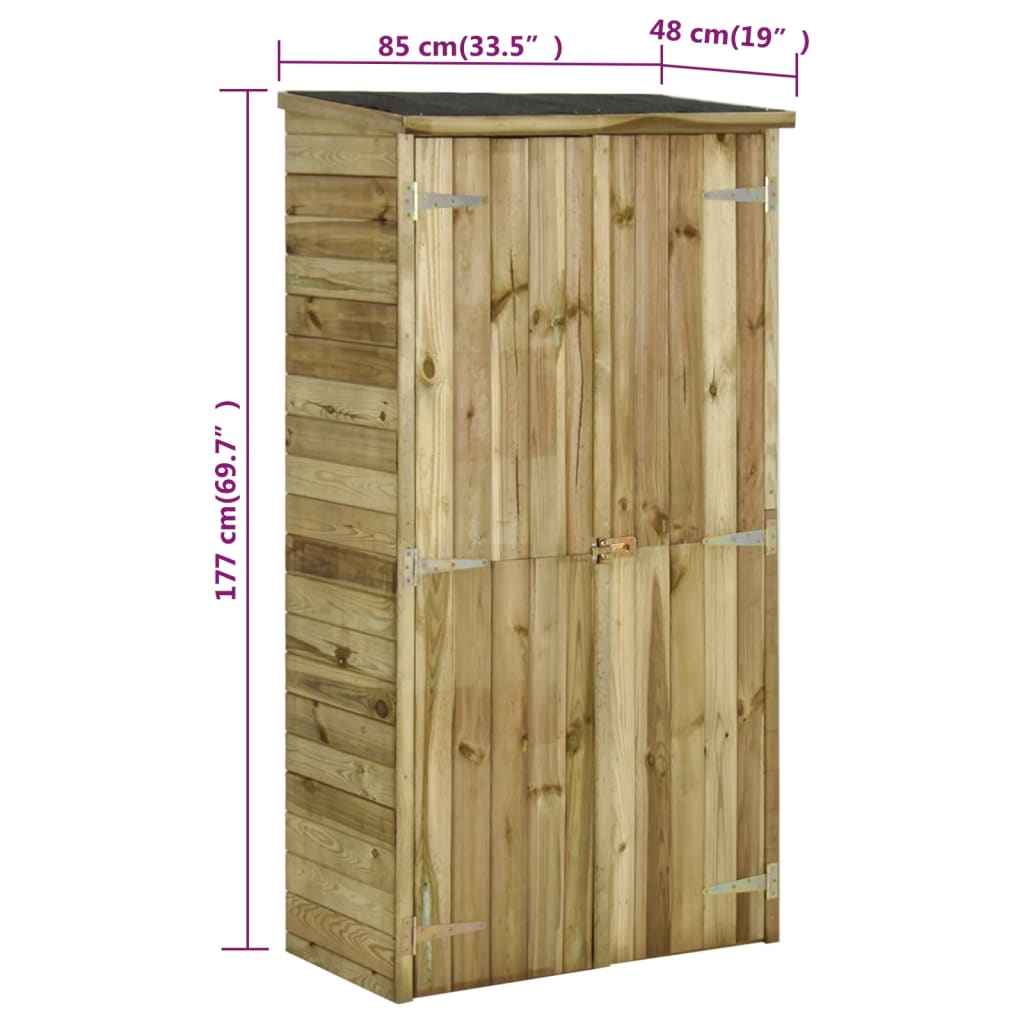 vidaXL Caseta herramientas de jardín madera de pino 85x48x177 cm