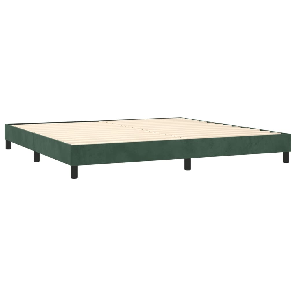 vidaXL Cama box spring colchón y LED terciopelo verde oscuro 200x200cm