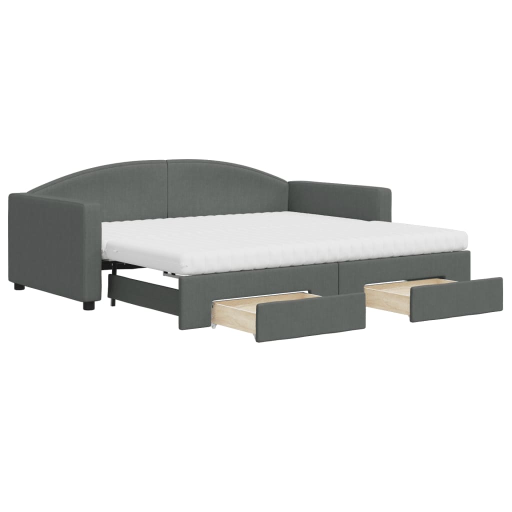 vidaXL Sofá cama nido con cajones tela gris oscuro 90x190 cm