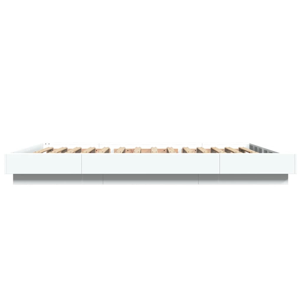 vidaXL Estructura de cama con LED madera ingeniería blanco 135x190 cm