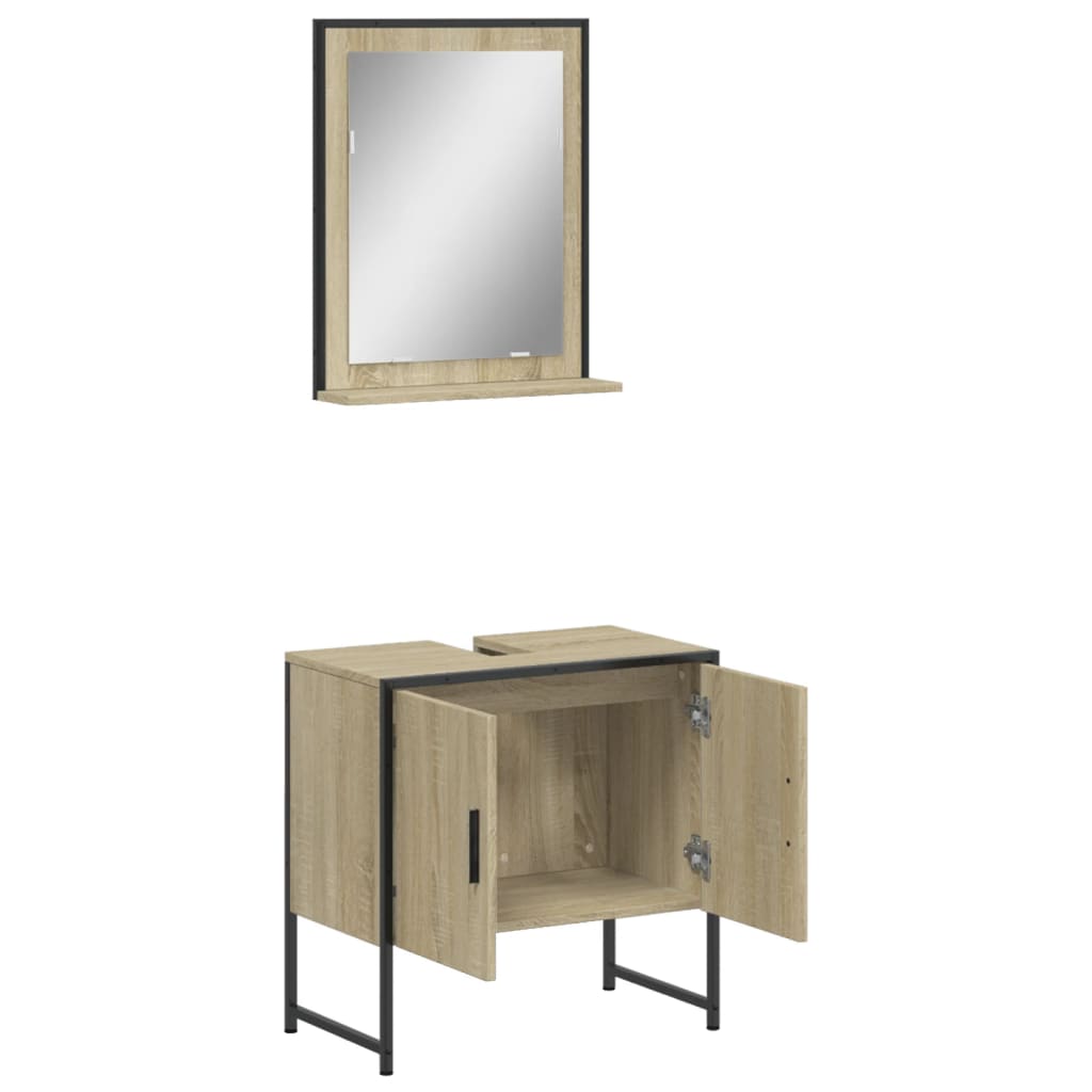 vidaXL Set de muebles de baño 2 pzas madera de ingeniería roble sonoma