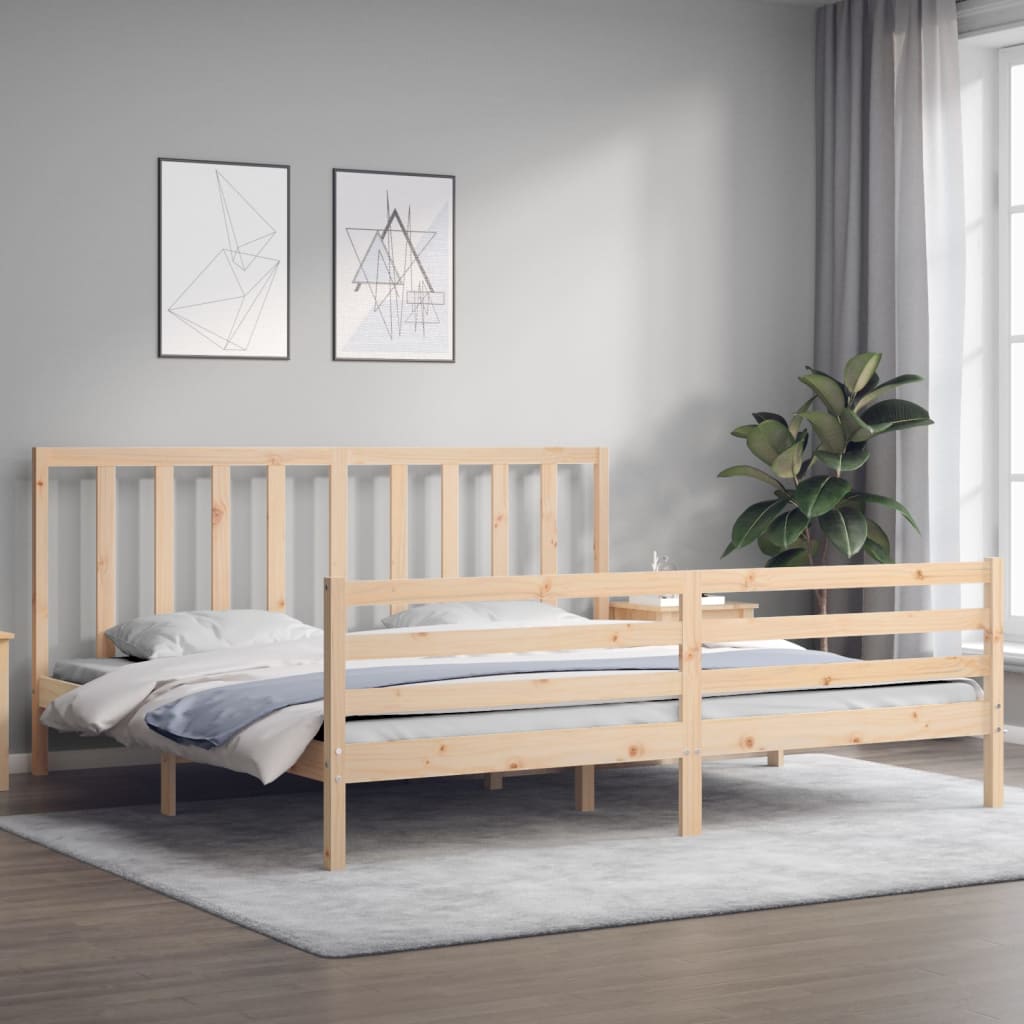 vidaXL Estructura de cama de matrimonio con cabecero madera maciza