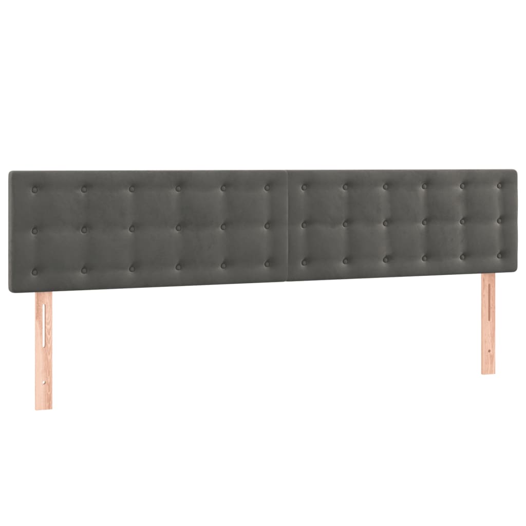 vidaXL Cama box spring colchón y LED terciopelo gris oscuro 180x200 cm